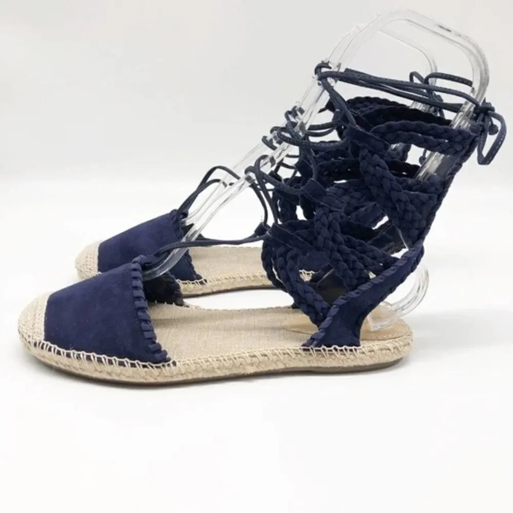 SCHUTZ Kobi Blue Suede Espadrille Flats